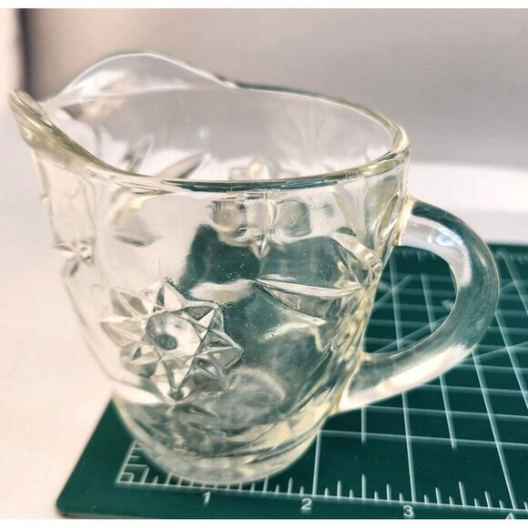 Anchor Hocking Early American Prescut Star Of David Clear Glass Creamer & Covere - Picture 4 of 9